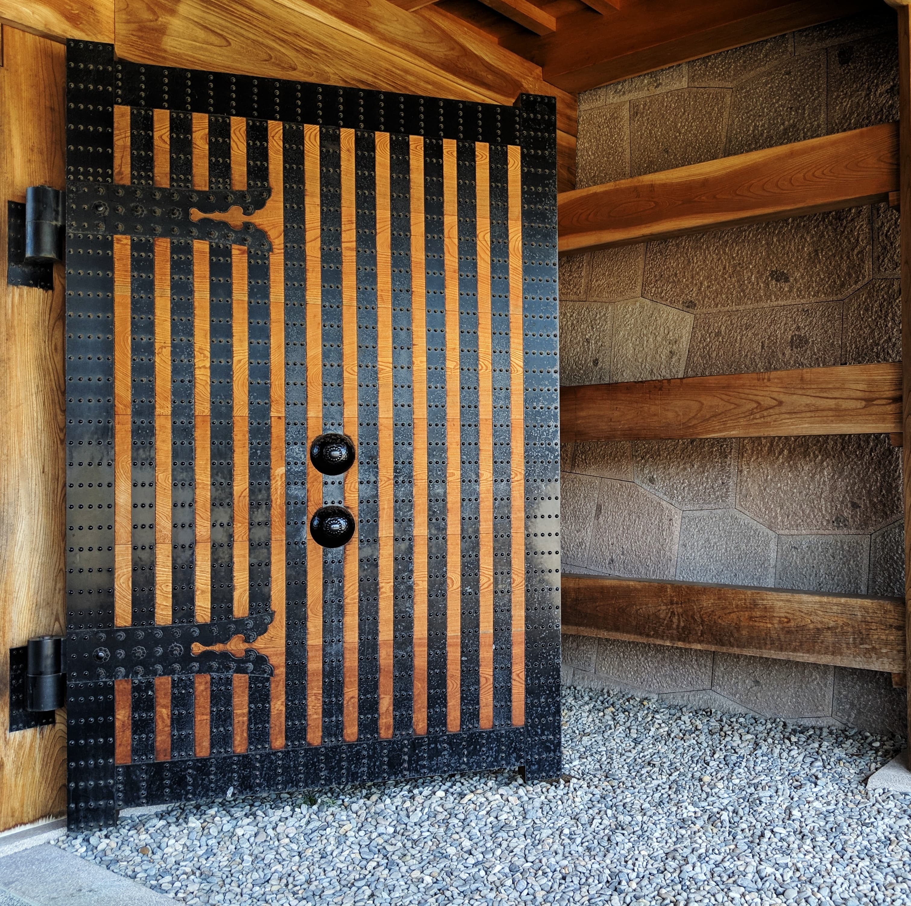 An iron banded gate of the Matsumoto castle, Japan