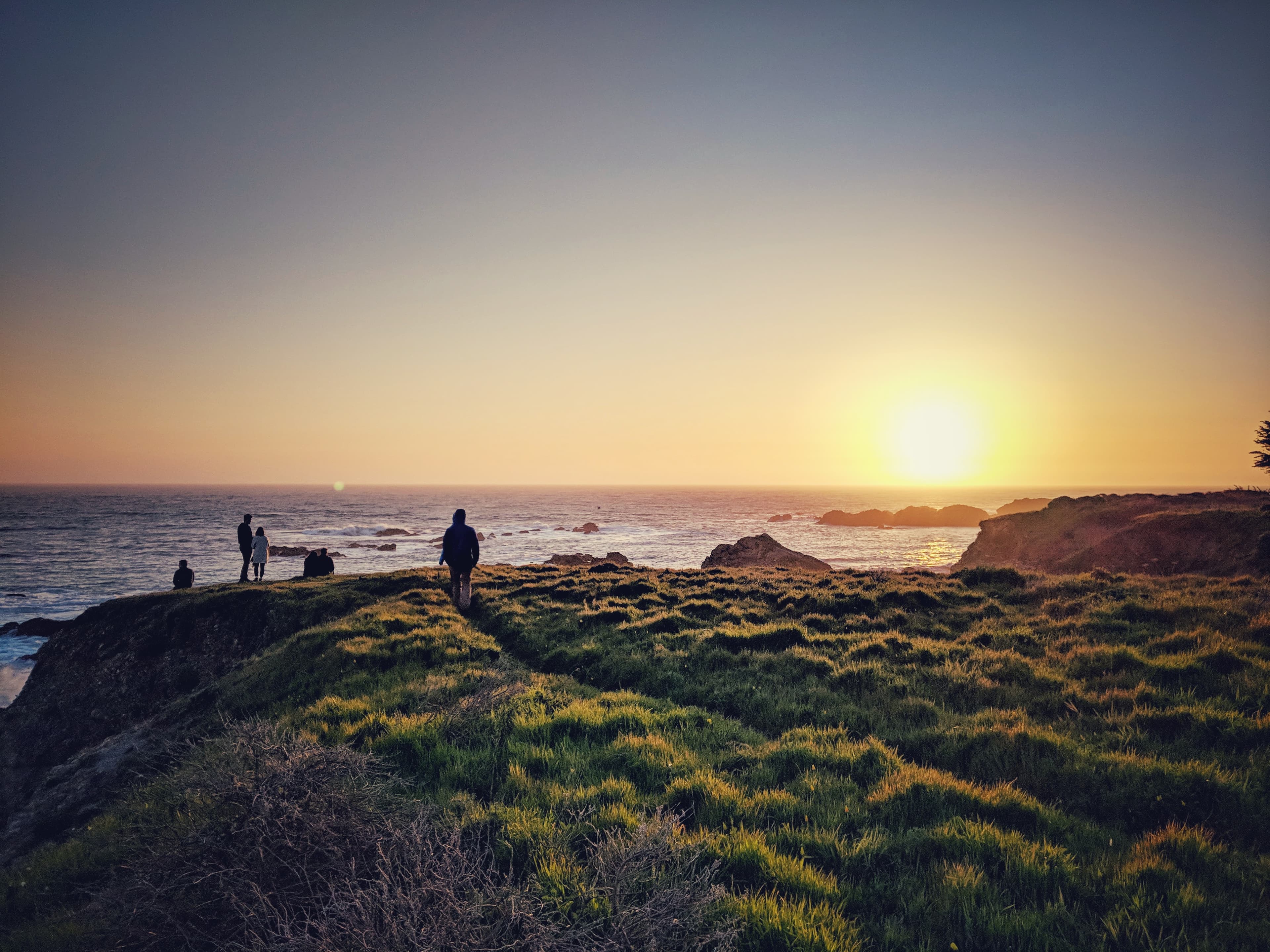 Sunset over the pacific ocean in Sea Ranch, California